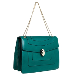 Bvlgari Green Leather Large Serpenti Forever Shoulder Bag