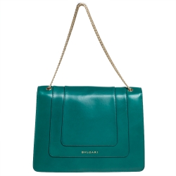 Bvlgari Green Leather Large Serpenti Forever Shoulder Bag