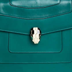 Bvlgari Green Leather Large Serpenti Forever Shoulder Bag