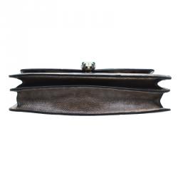 Pre Owned حقيبة كتف بلغاري طية رأس ثعبان جلد ثعبان بيج/بني متوسطة 