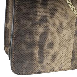 Pre Owned حقيبة كتف بلغاري طية رأس ثعبان جلد ثعبان بيج/بني متوسطة 