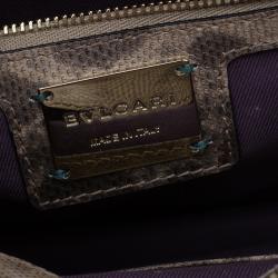 Pre Owned حقيبة كتف بلغاري طية رأس ثعبان جلد ثعبان بيج/بني متوسطة 