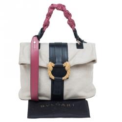 Pre Owned حقيبة كتف بلغاري ليوني كانفاس متعدد الألوان و جلد