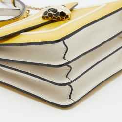 Pre Owned Bvlgari Yellow Leather Mini Serpenti Forever Top Handle Bag