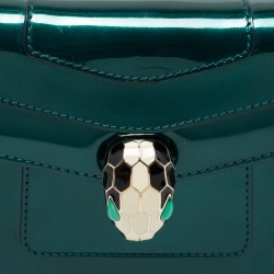 Pre Owned Bvlgari Green Patent Leather  Serpenti Forever Crossbody Bag