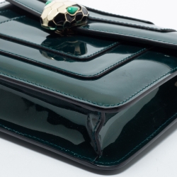 Pre Owned Bvlgari Green Patent Leather  Serpenti Forever Crossbody Bag