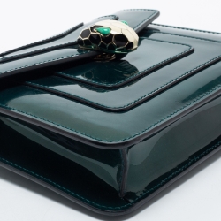 Pre Owned Bvlgari Green Patent Leather  Serpenti Forever Crossbody Bag