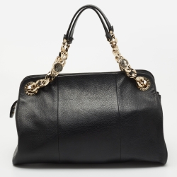 Pre Owned Bvlgari Black Leather Chain Tote