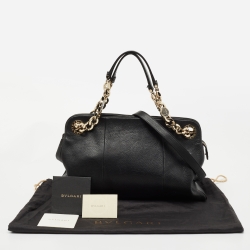 Pre Owned Bvlgari Black Leather Chain Tote