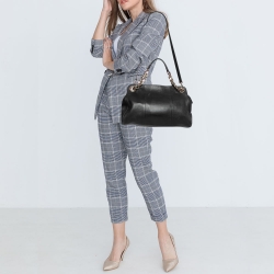 Pre Owned Bvlgari Black Leather Chain Tote