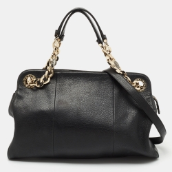 Pre Owned Bvlgari Black Leather Chain Tote