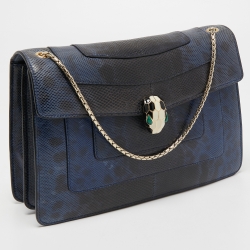 Bvlgari Navy Blue/Black Karung Serpenti Forever Shoulder Bag