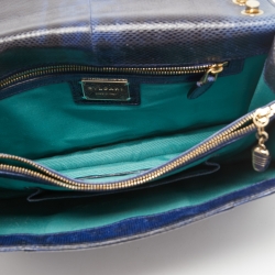 Bvlgari Navy Blue/Black Karung Serpenti Forever Shoulder Bag