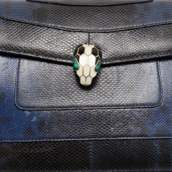 Bvlgari Navy Blue/Black Karung Serpenti Forever Shoulder Bag