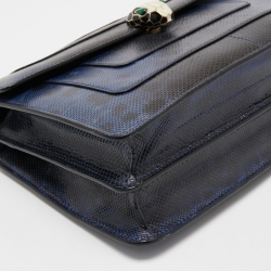Bvlgari Navy Blue/Black Karung Serpenti Forever Shoulder Bag