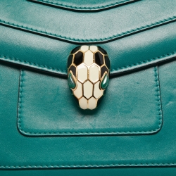 Bvlgari Dark Green Leather Small Serpenti Forever Shoulder Bag