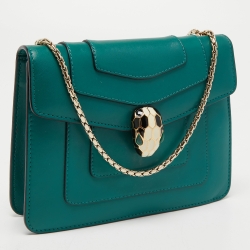 Bvlgari Dark Green Leather Small Serpenti Forever Shoulder Bag
