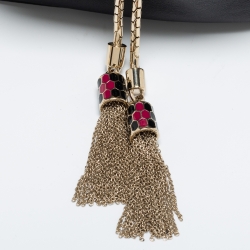Bvlgari Black Leather Serpenti Forever Drawstring Bucket Bag