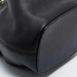 Bvlgari Black Leather Serpenti Forever Drawstring Bucket Bag