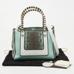 Bvlgari Blue/White Karung Leather Serpenti Tote