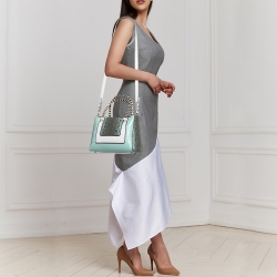 Bvlgari Blue/White Karung Leather Serpenti Tote