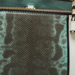 Bvlgari Blue/White Karung Leather Serpenti Tote