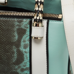 Bvlgari Blue/White Karung Leather Serpenti Tote