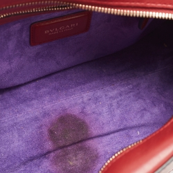 Bvlgari Red Leather Serpenti Scaglie Boston Bag
