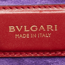 Bvlgari Red Leather Serpenti Scaglie Boston Bag