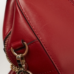 Bvlgari Red Leather Serpenti Scaglie Boston Bag