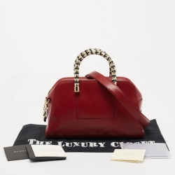 Bvlgari Red Leather Serpenti Scaglie Boston Bag