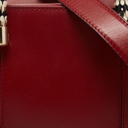 Bvlgari Red Leather Serpenti Scaglie Boston Bag