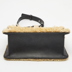 Bvlgari Cream/Black Raffia and Leather Serpenti Forever Top Handle Bag