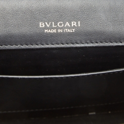 Bvlgari Cream/Black Raffia and Leather Serpenti Forever Top Handle Bag