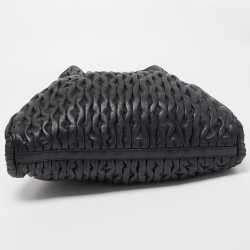 Pre Owned Bvlgari Black Leather Pleated Twit Tote