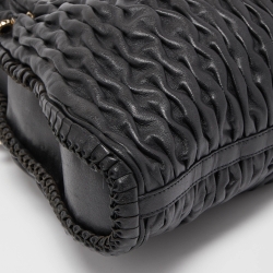 Pre Owned Bvlgari Black Leather Pleated Twit Tote