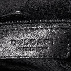 Pre Owned Bvlgari Black Leather Pleated Twit Tote