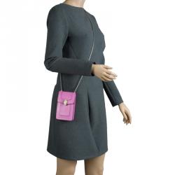 Pre Owned Bvlgari Pink Leather Serpenti Forever Vertical Chain Pochette