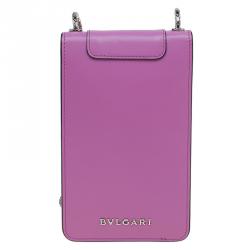 Pre Owned Bvlgari Pink Leather Serpenti Forever Vertical Chain Pochette