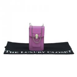 Pre Owned Bvlgari Pink Leather Serpenti Forever Vertical Chain Pochette