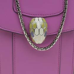 Pre Owned Bvlgari Pink Leather Serpenti Forever Vertical Chain Pochette