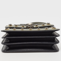 Bvlgari Fatigue Green Leather Small Crystal Embellished Serpenti Forever Top Handle Bag