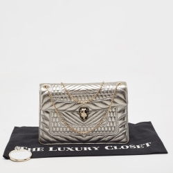 Pre Owned Bvlgari Gold Quilted Scaglie Leather Medium Serpenti Forever Shoulder Bag