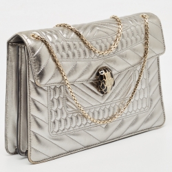 Pre Owned Bvlgari Gold Quilted Scaglie Leather Medium Serpenti Forever Shoulder Bag