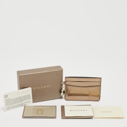 Pre Owned Bvlgari Metallic Gold Leather Serpenti Forever Card Holder