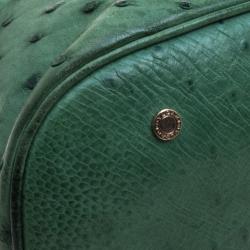 مملوكة مسبقًا حقيبة كتف بلغاري ليوني جلد نعام خضراء
