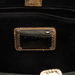 Bvlgari Gold/Grey Python and Leather Serpenti Scaglie Tote