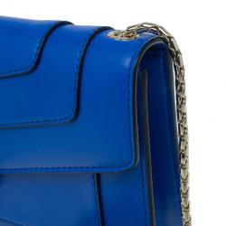 Pre Owned Bvlgari Blue Calfskin Leather Small Serpenti Forever Shoulder Bag