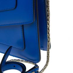 Pre Owned Bvlgari Blue Calfskin Leather Small Serpenti Forever Shoulder Bag