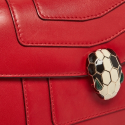 Pre Owned Bvlgari Red Leather Small Serpenti Forever Shoulder Bag